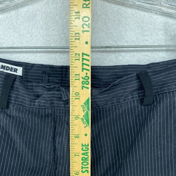 JIL SANDER Pants Womens 40 Trousers Striped Straight Leg Cropped Cotton Black - Picture 9 of 12